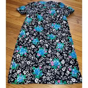 Smart Time Vintage Housecoat Dress Robe Bold Floral Made In USA Button Small